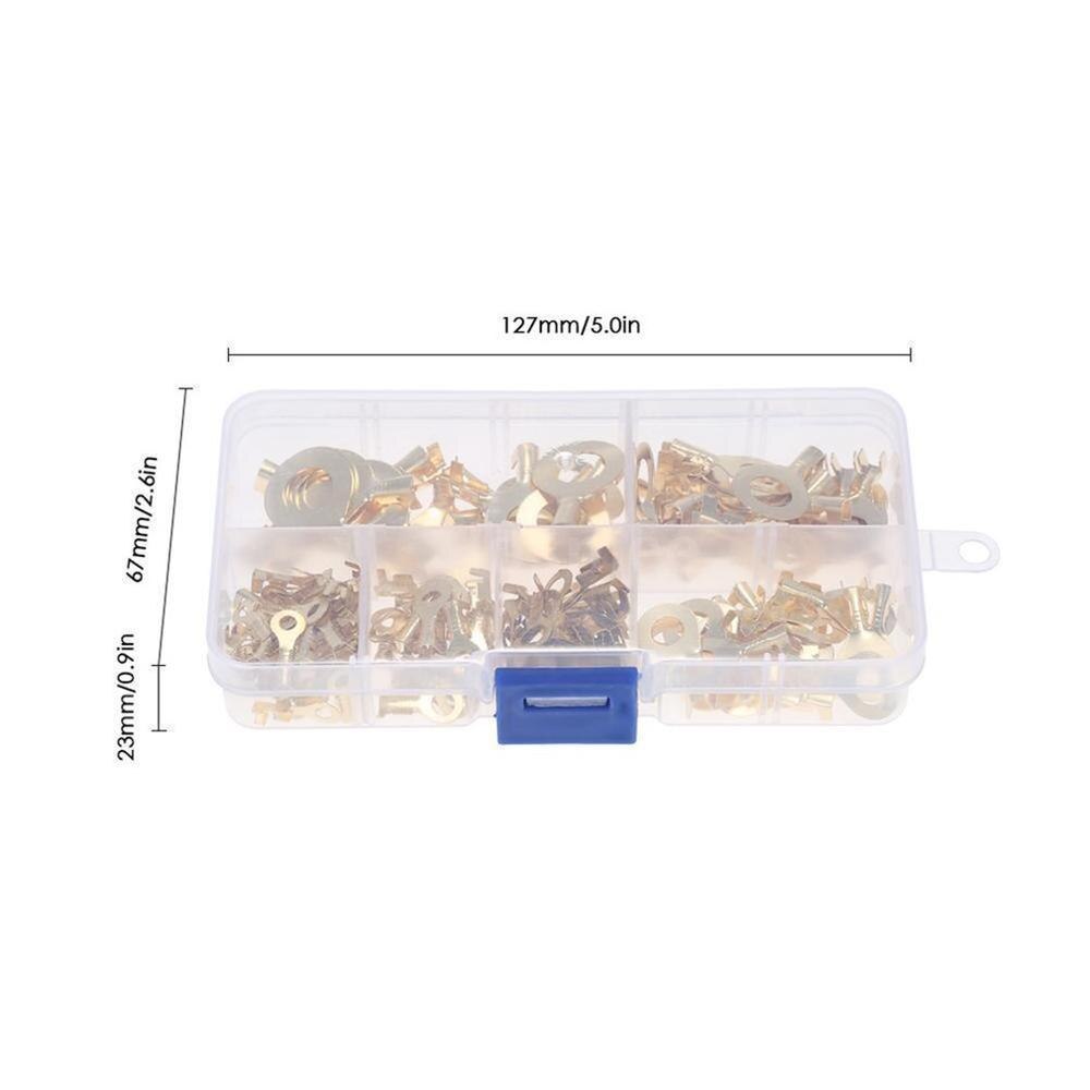 Unids/set 150, terminales doradas tipo anillo Latón Dorado, conectores de terminales de crimpado sin aislamiento, conectores de cables de 3,2 Mm-10,2 Mm