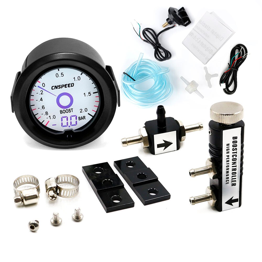 2 inch / 52mm Turbo Boost Gauge Liquid Crystal 7 Color Virtual Pointer Display Turbo Table Bar with Adjustable Controller Kit: black Controller