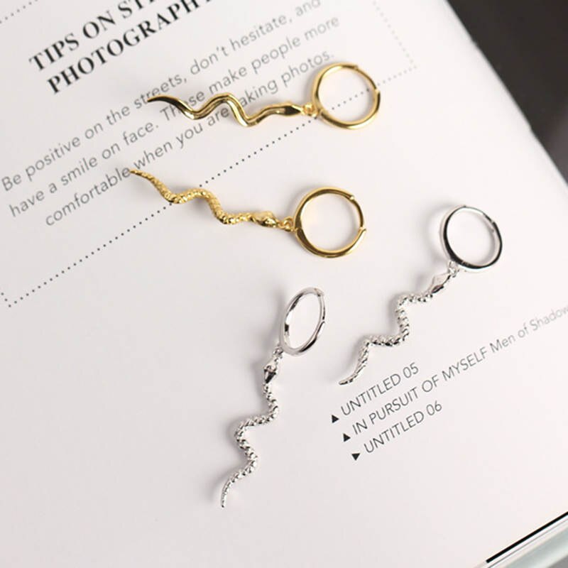 Inzatt Echt 925 Sterling Zilveren Snake Oorringen Voor Mode Vrouw Party Fijne Sieraden Minimalistische Accessoires Punk