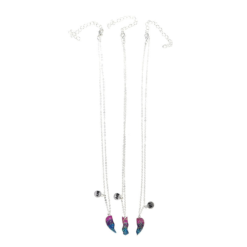 Mode 3 Pack Bff Hart Hanger Ketting Rainbow Enamel Gebroken Hart Hanger Op Roestvrij Kettingen Ketting Voor Vrouwen