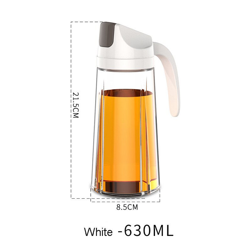 Leakproof Glass Oil Bottle Kitchen Oil Pot Automatic Opening Seasoning Can Condiment Dispenser Olive Oil Contanier with Handle: A