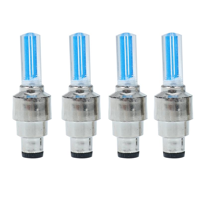 5Pcs Fiets Ventiel Licht Bike Valve Lamp Zeven Kleuren Tire Caps Led Lampen Flash Wiel Licht Voor Auto &#39;S fietsen Motoren: 4pcs Blue