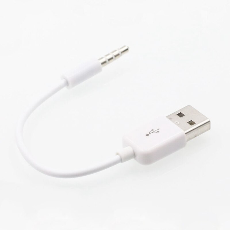Usb kort oplader data hvid kabel 3.5mm jack adapter opladningsledning til apple ipod 3rd 4th 5th 6th 4/5/6 mp3 afspiller