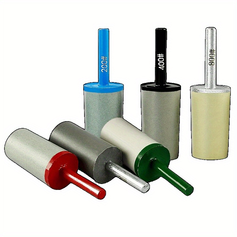 1pcs 50-1500Grit with 6mm Shank Diamond Resin Grinding Head Cylindrical Small Grinding Wheel Stone Relief Polishing Stone
