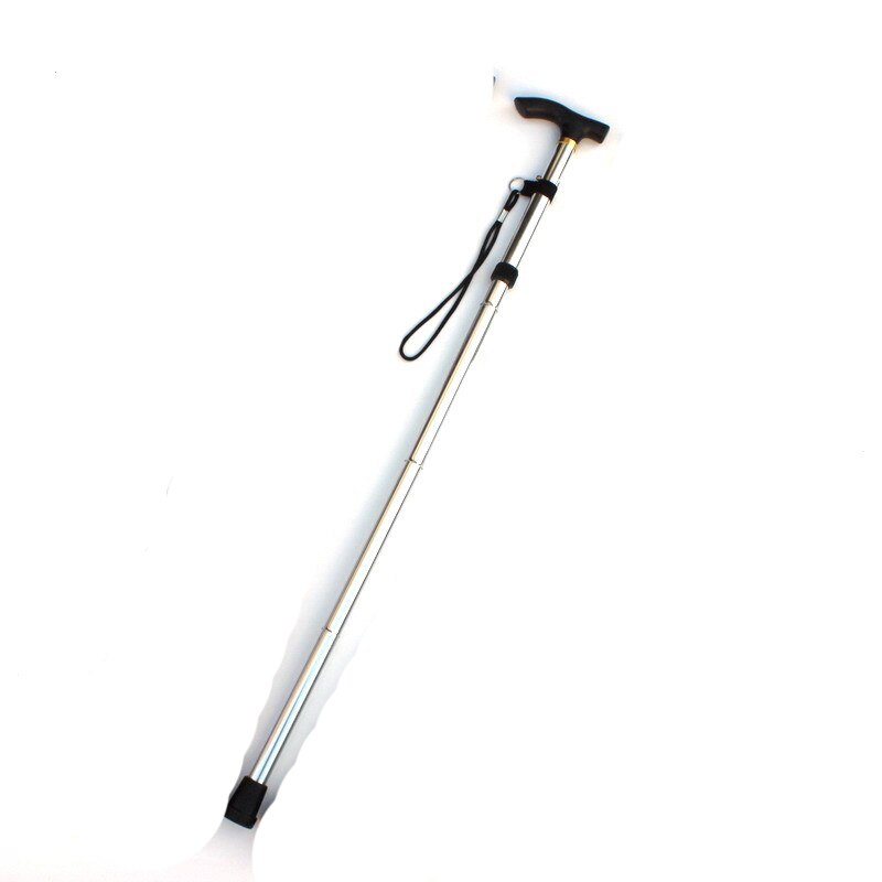Outdoor 4 FoldedTrekking pole T-handle Hiking Poles Cane Walking Stick walk Crutch: 220g silver