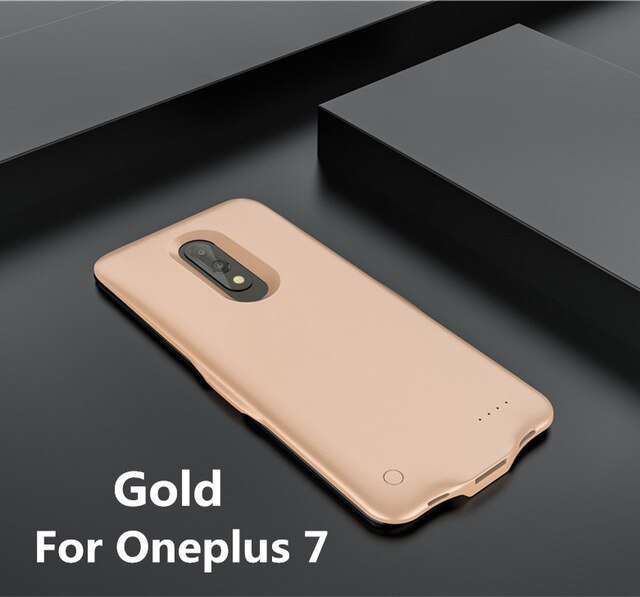 HSTNBVEO 6800mAh Energie Bank Batterie fallen Für OnePlus 7 Profi Batterie Ladegerät Fällen Aufladen Energie fallen Für OnePlus 7 Energie Bank: Gold  Pro 7