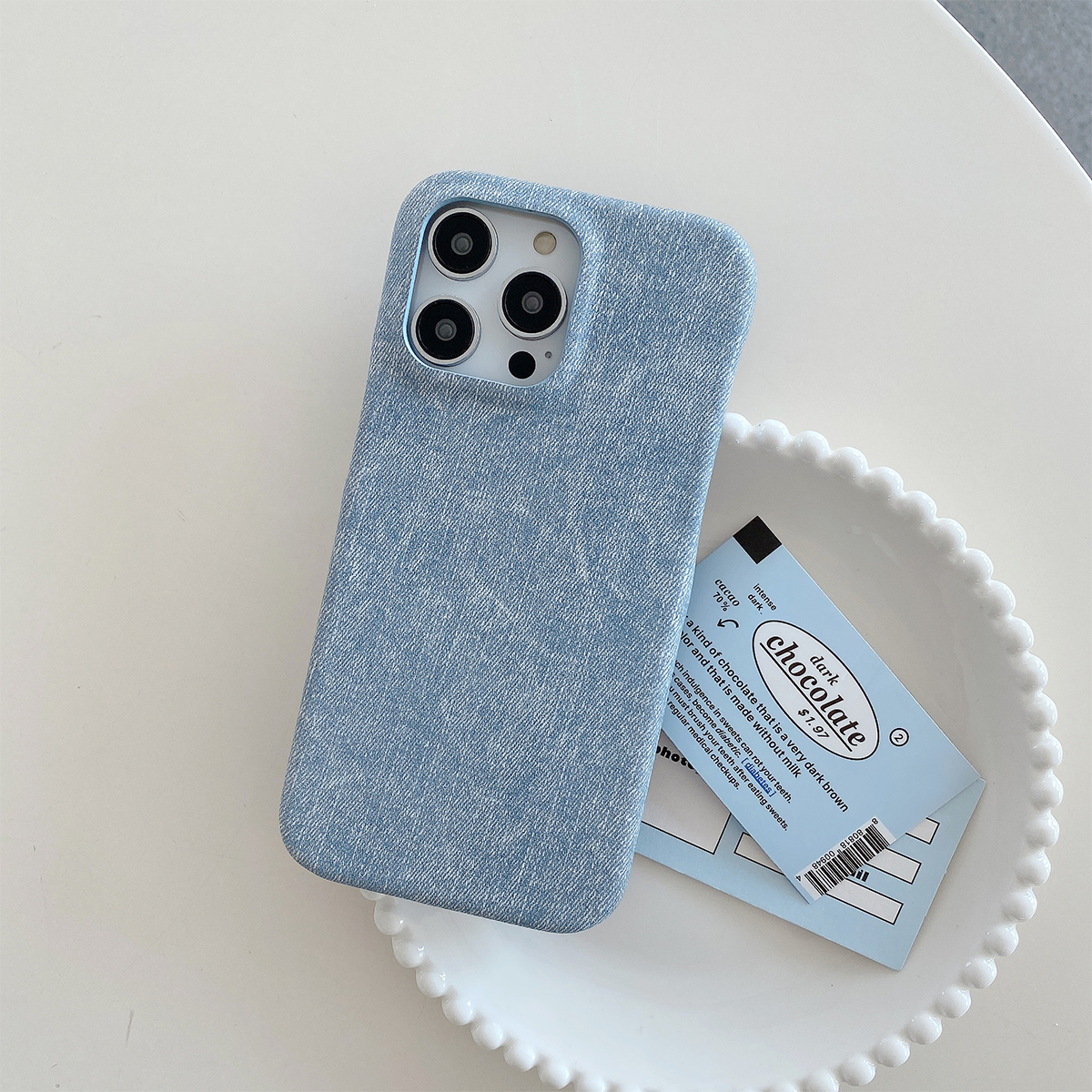 Denim Leather Case For iPhone 15 14 13 12 11 Pro Max Luxury Simple Shockproof Back Cover