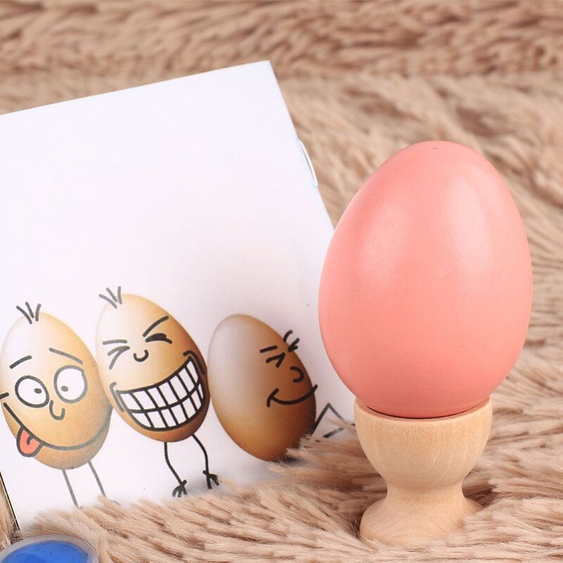 Casa de juego de huevos de imitación de madera, grafiti pintado artesanal, huevo de Pascua, simulación de cocina, juguetes para niños, para niños, 1 Uds.