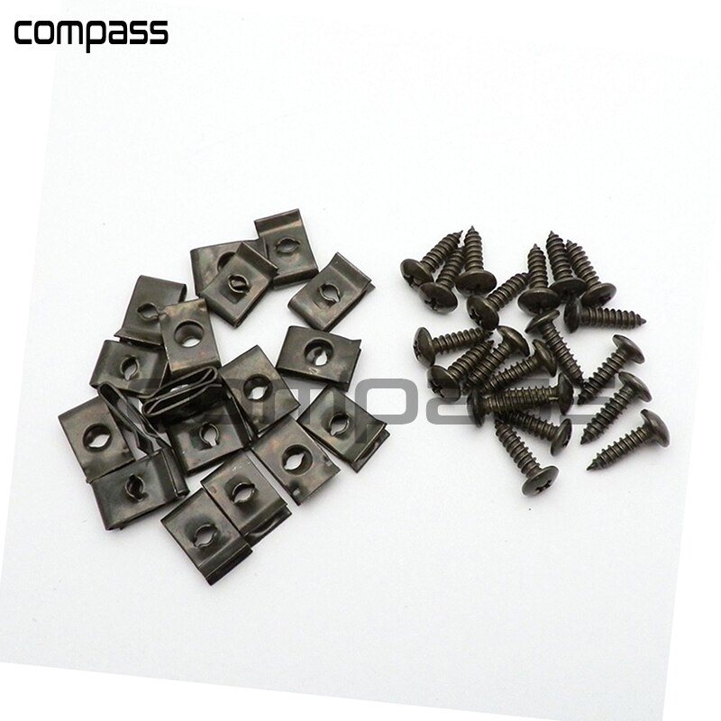30 sett/parti motorsykkel bil scooter atv moped ebike plastdeksel metallholder selvgjengende skrue og klips  m4 m5 4.2mm 4.8mm