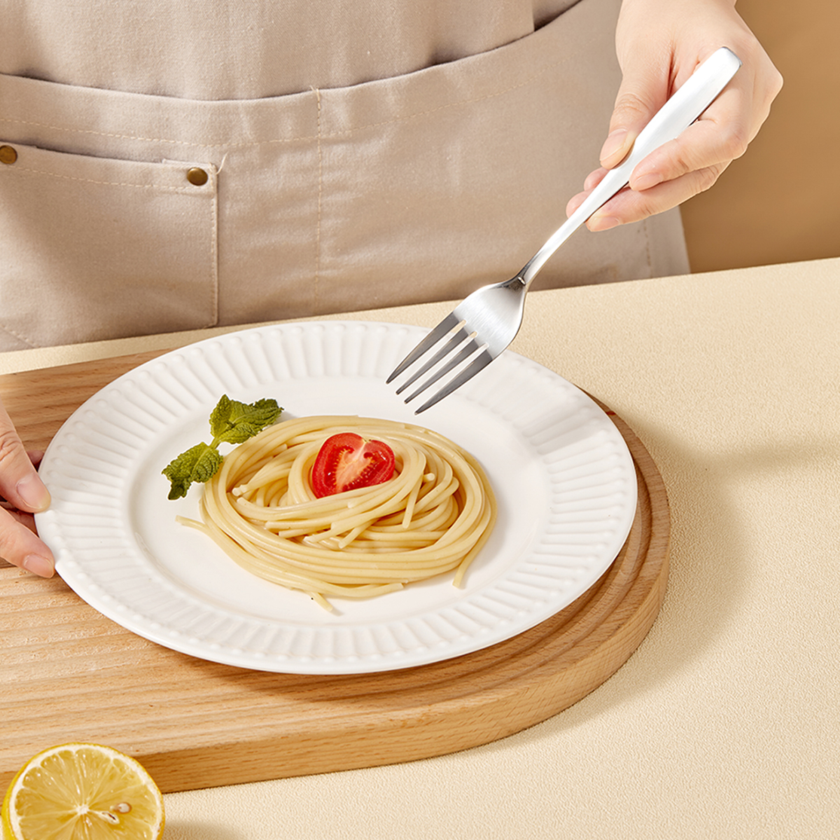 WORTHBUY 316 roestvrijstalen servieset Schattige bestekset met bestektas Keuken Draagbare Vork Lepel Eetstokjes Sets