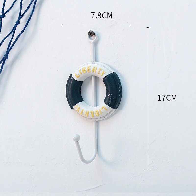 Neue nautische Kleidung Hüte Haken Huaqi HYJ002 mediterranen Stil Kleiderhaken Holz Handtuchhalter für Wanddekoration: Elfenbein