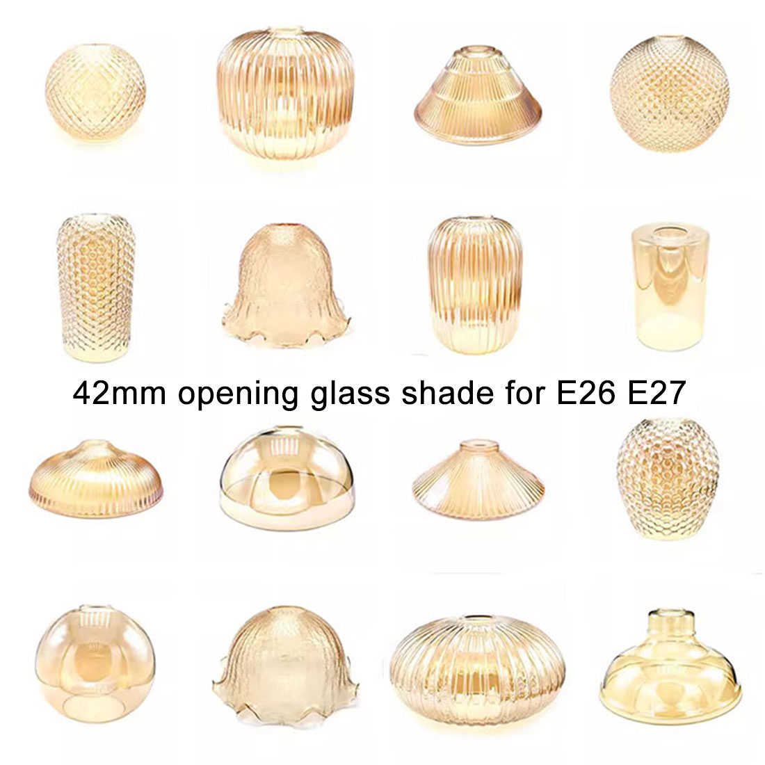 Vintage lampskärm med  e27 glas, ersättning för 42mm e26 diamanter, ananaslyktamönster, gult glasskydd för konsthängande belysning