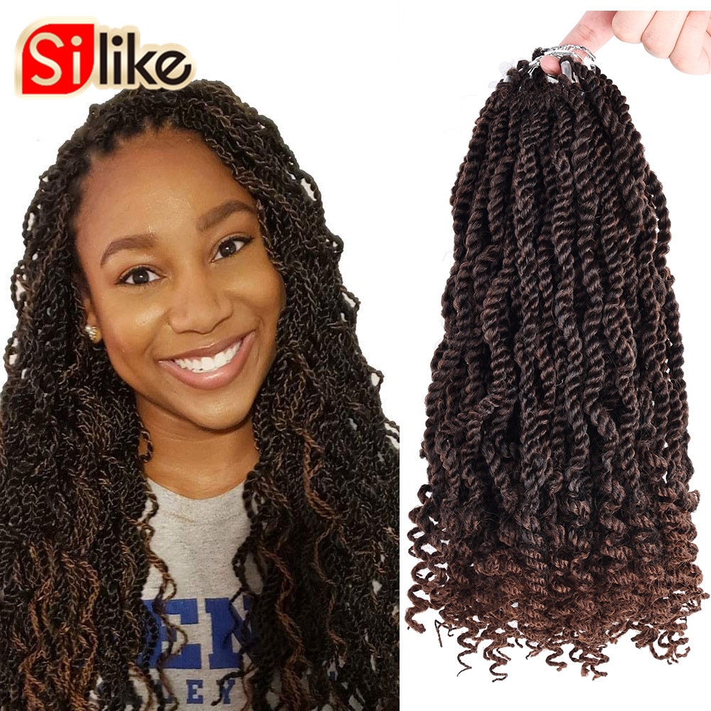 Silike 18 Inch Senegalese Twist Crochet Braiding Hair Ombre Pre-looped Curly Braids Goddess Senegal Twist Braids Hair