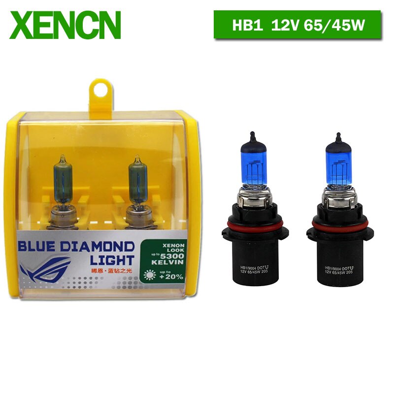 XENCN 12V H1 H3 H4 H7 H8 H9 H10 H11 H13 H15 H16 880 881 9005 9006 9012 5300K Blue Diamond Light Car Headlight Halogen Lamps 2pcs: 9004 HB1