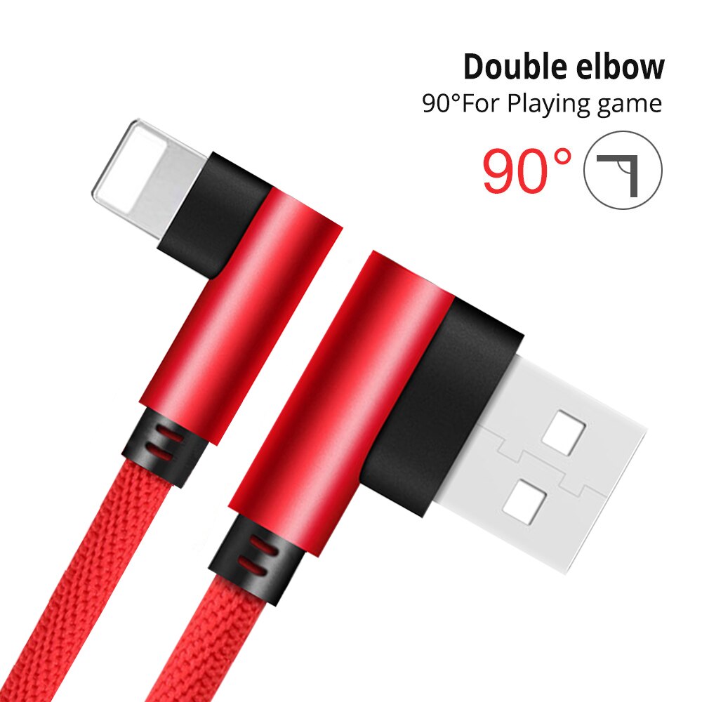 Rock 90 Graden Snel Opladen Usb Kabel Voor Iphone 12 6 6S 7 8 X Xs 11 Pro Max 5 5S Se Ipad Oorsprong Koord Draad Iphon Lader Kabel 2M