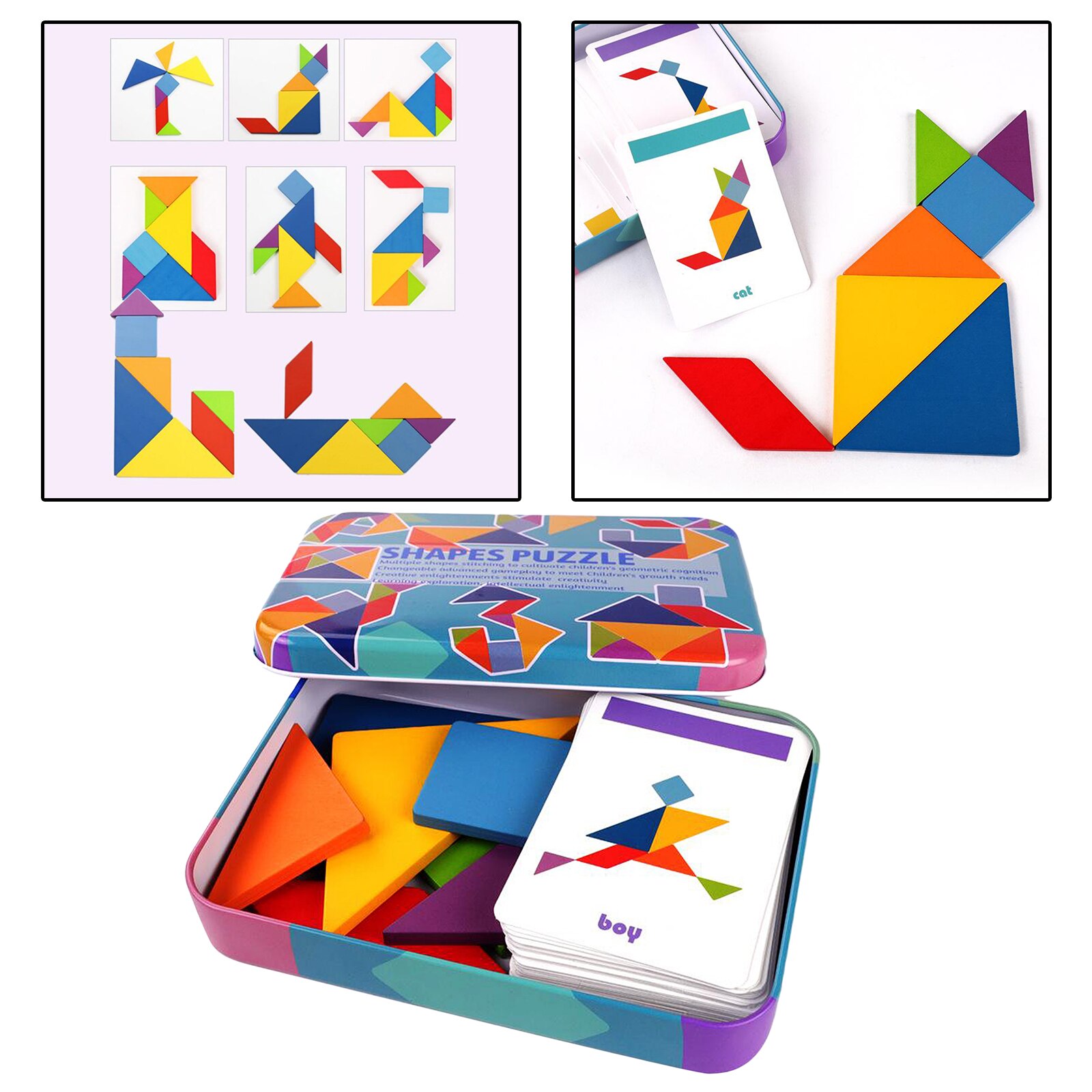 Travel Tangram Puzzle Jigsaw Pattern Block Sorting Game Toy