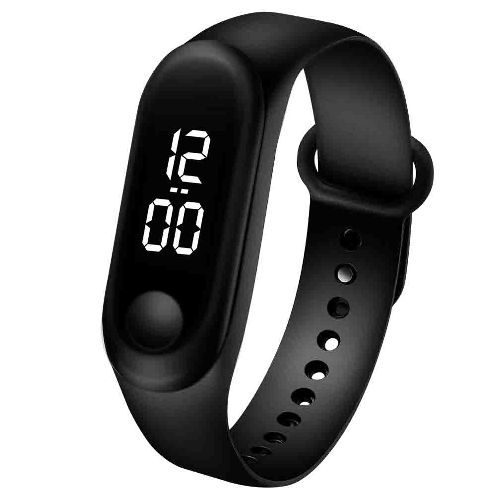 Herreklokke sportsklokke ledet elektronisk sport digital reloj armbåndsur godterifarge silikonklokker til menn relogios masculinos: M3w- svarte