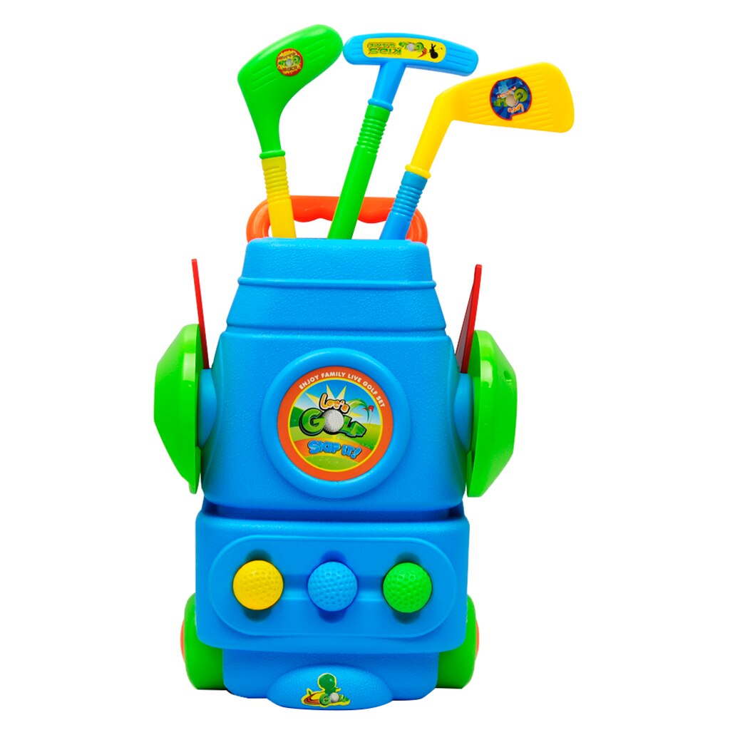 Blue Deluxe Kids Golf Set with Golf Cart, 3 Golf Balls, 3 Types of Clubs, 2