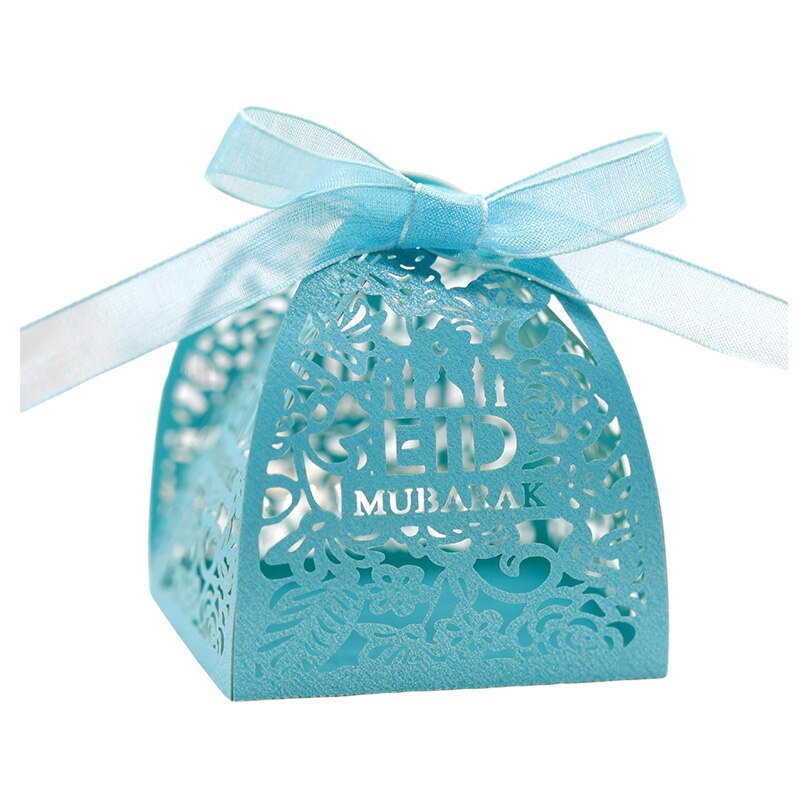 20/50Pcs EID Mubarak Candy Boxes Ramadan Kareem Biscuit Favor Boxes Hajj Islamic Muslim Eid Al-Fitr Festival Party Supplies: Tiffany blue / 50pcs