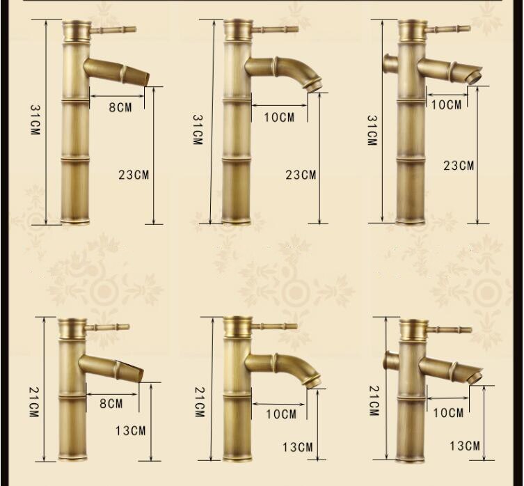Lottin Wastafel Kraan Antiek Messing Bamboe Stijl Kraan Vintage Brons Afwerking Koper Sink Kraan Enkele Handgreep En Col