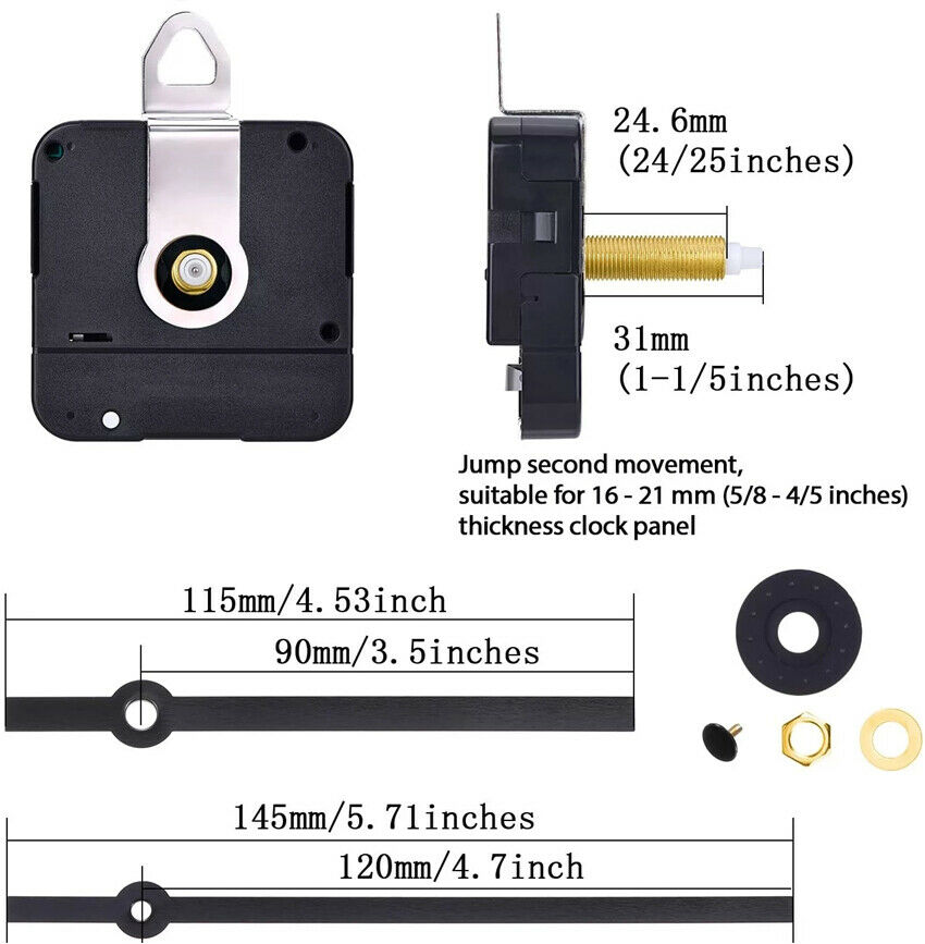 Eje largo de 31mm mecanismo de movimiento para reloj de cuarzo, bricolaje, reloj de pared, movimiento, Kit de herramientas de reparación, accesorios
