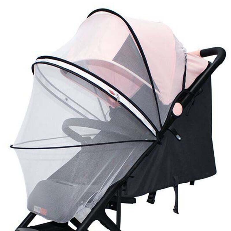 Embroidery Mosquito Net With Zipper Rod For Stroller Cradle Bed Crib Baby Accessories Universal Yoyo Cybex Quintus Trolley: black side (zipper)