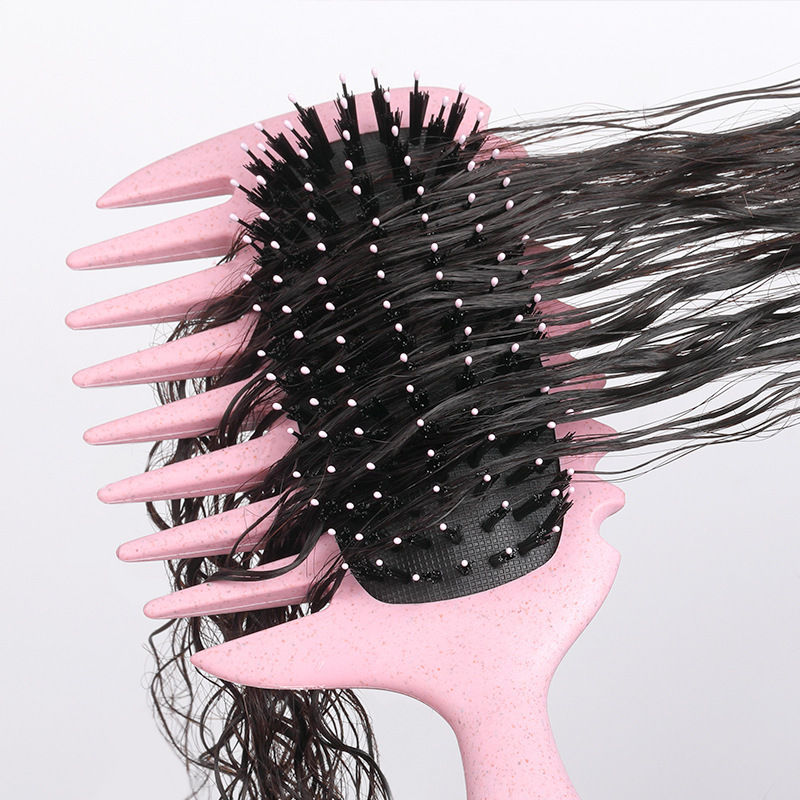 Peine antiestático, cepillo de estilismo para rizar, cepillo de masaje con cojín de aire de dientes anchos de 3 puntas para salón en casa, cabello rizado, uso en seco y húmedo