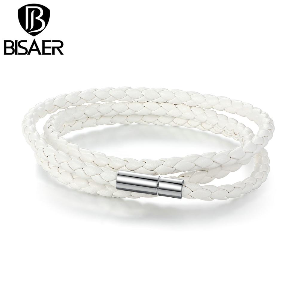 6 couleurs Bracelet en cuir hommes chaîne Bracelets pour hommes Femme Bracelet Bracelet corde Bracelet hommes bijoux unisexe GP0063: White