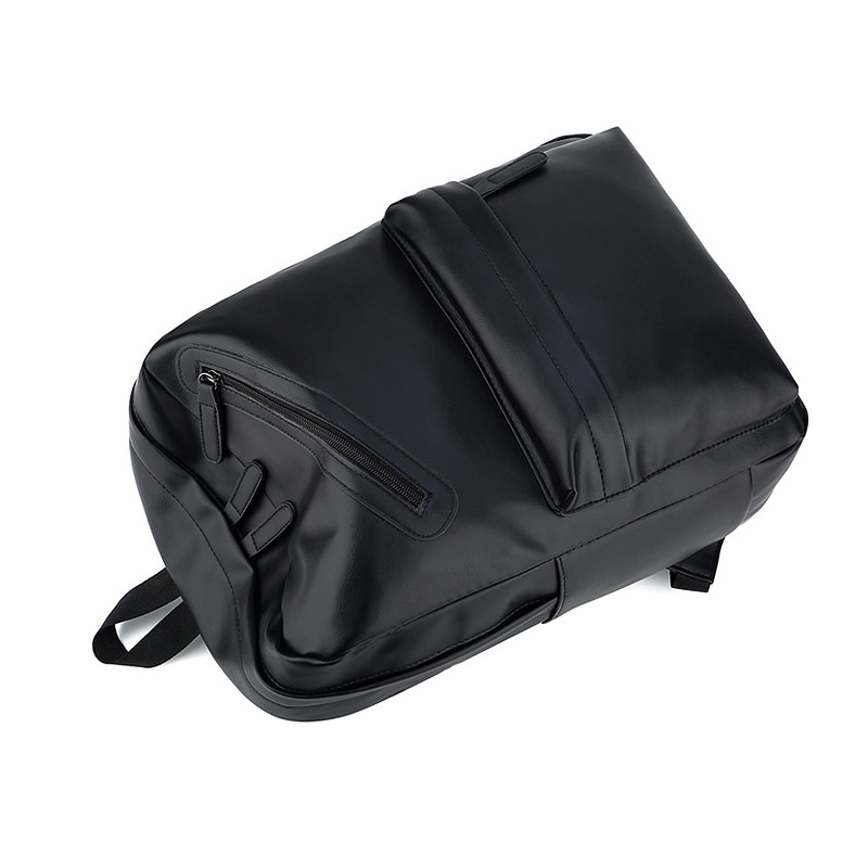 Mochila informal de piel sintética de gran capacidad para hombre, bolsos de hombro escolares de viaje con doble cremallera a la , Mochila pequeña de cuero sintético Vintage