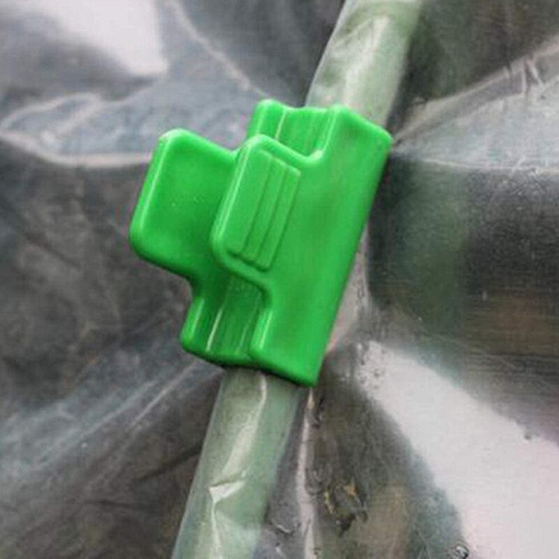 Plant Clips 20 Stuks Groen Pijp Klemmen Vaste Film Clips Tuin Accessoires 11Mm/0.43Inch Stakes Kas Outdoor rij Cover Clips: Default Title
