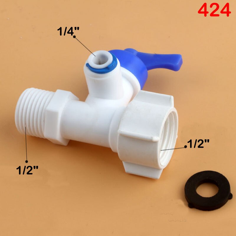Reverse Osmosis RO Feed Tee Plastic Ball Valve 1/4&quot; 3/8&quot; Hose Quick Coupling 1/2&quot; Male 3 Way Faucet Water Purifier Tap Connector