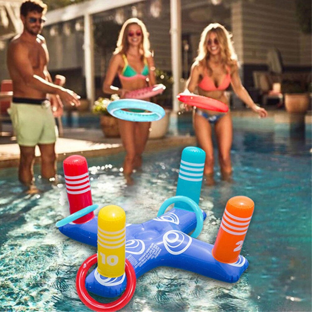 80*40 Pvc Opblaasbare Cross Ring Toss Spel Met 4 Cirkels Water Drijvende Gooien Ring Spelen Zwembad Fun outdoor Sport Speelgoed