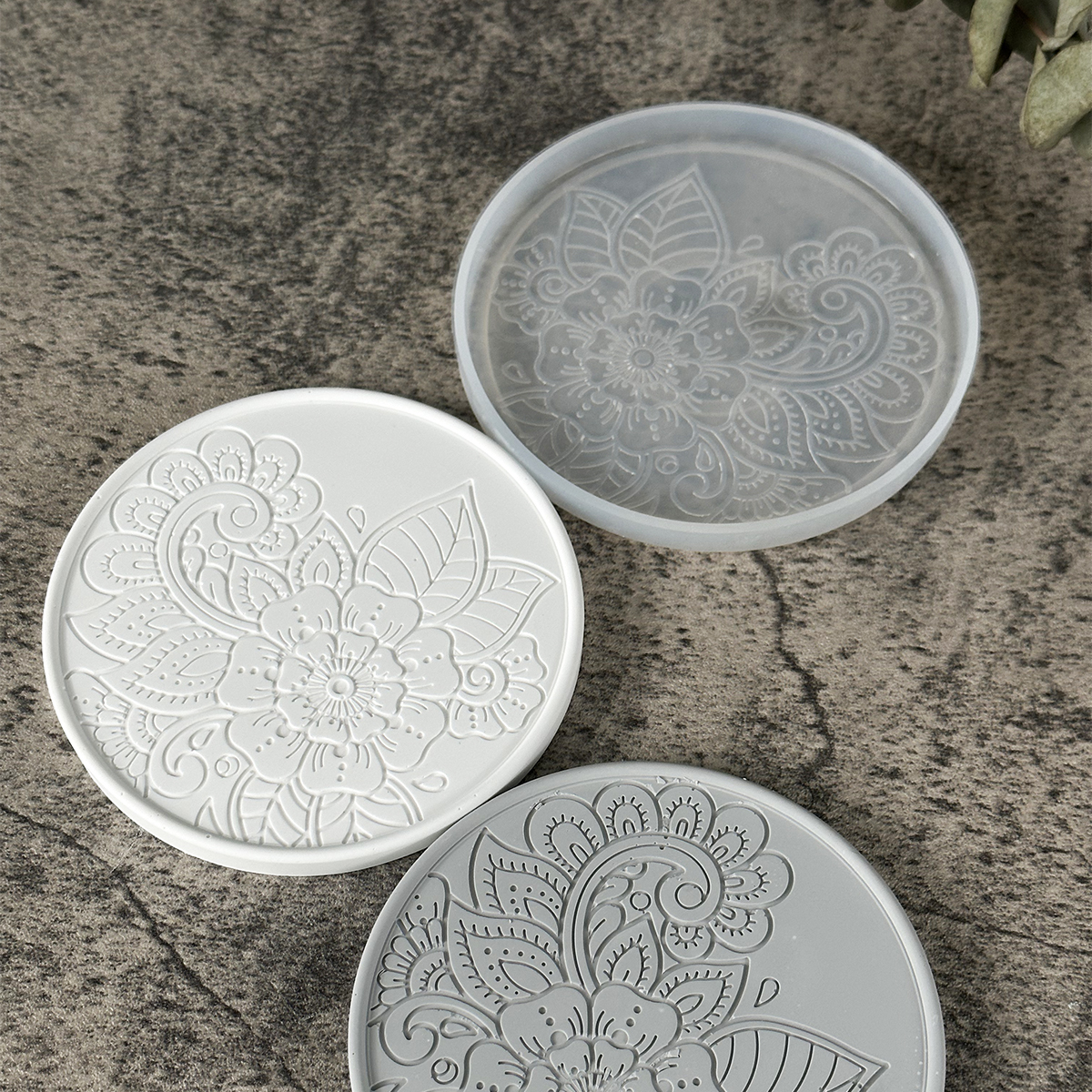 Posavasos redondo, molde de silicona, resina epoxi, molde de cristal, bricolaje, café, vino, copa, posavasos de flores, yeso, hormigón, manualidades decorativas para el hogar