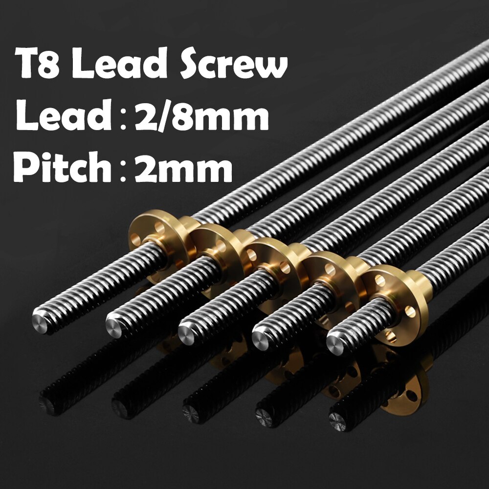 3D Printers Parts T8 Lead Screw 100mm 150mm 250mm 300mm 330mm 350mm lead screw 8mm Trapezoidal Screws Copper Nuts Leadscrew Part