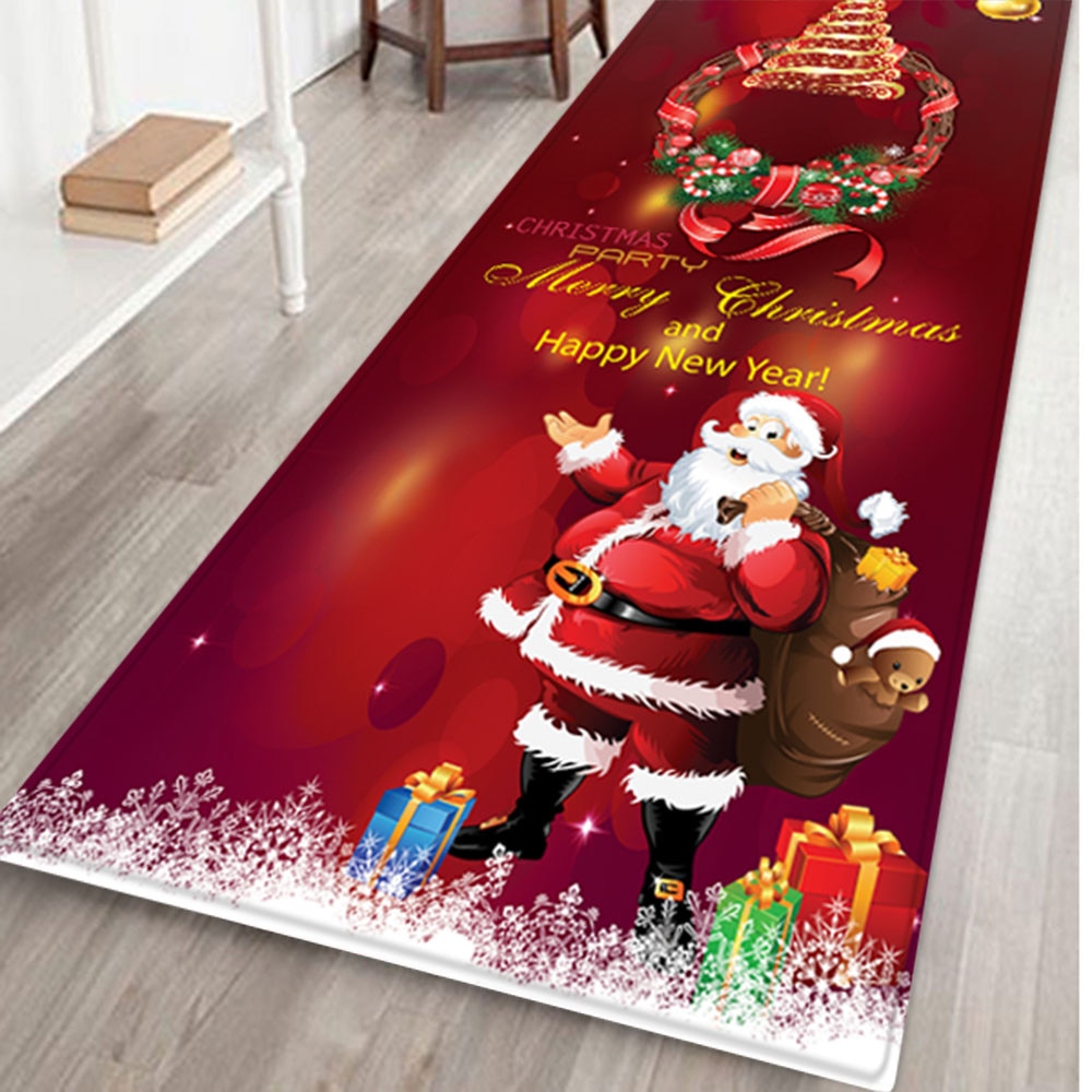 3d julemåtte 40 x 120cm skridsikker julemanden snemand træ velkomst dørmåtter indendørs tæpper indretning gulvtæppe #w: -en