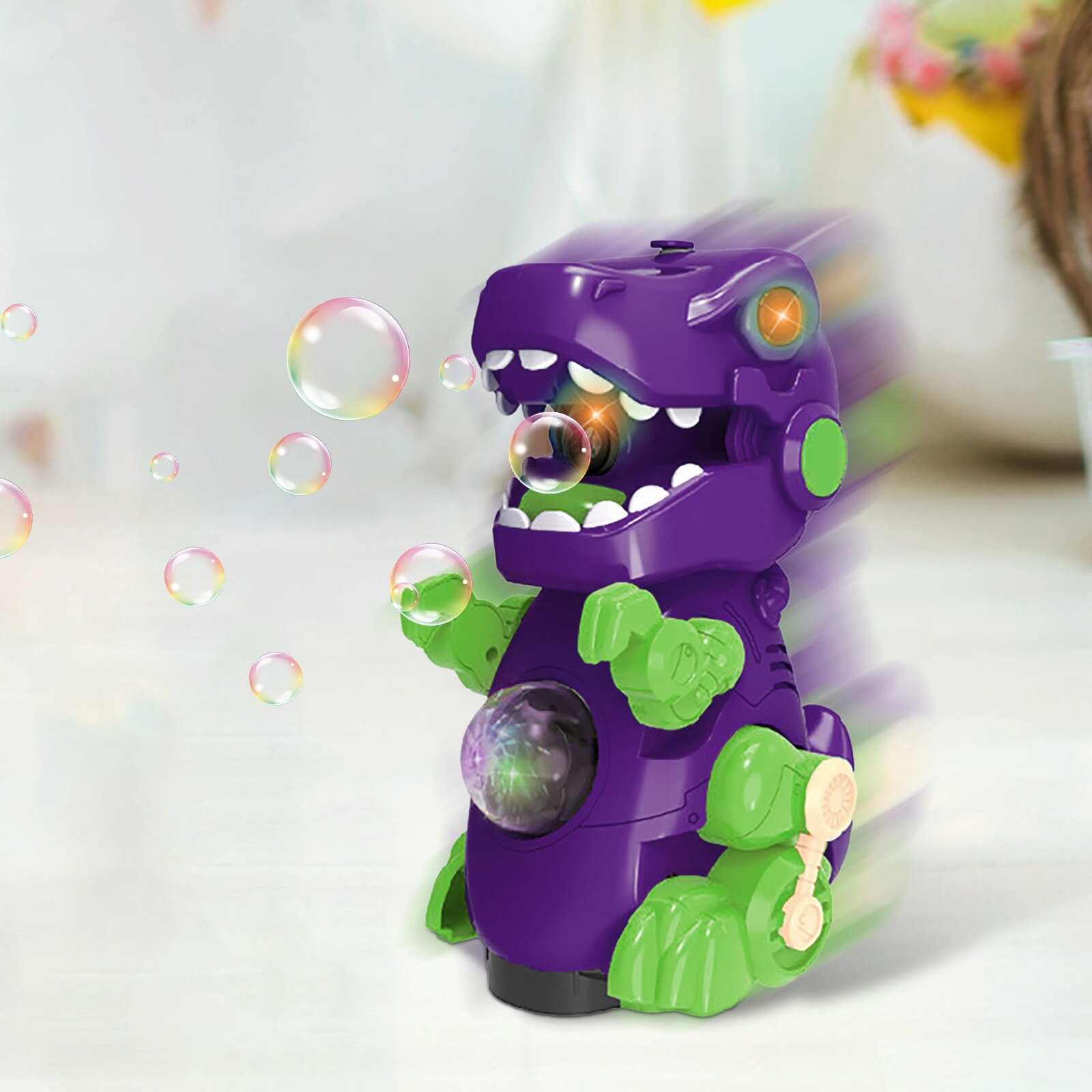 Zeep Bulbles Machine Elektrische Dinosaurus Lopen Automatische Bubble Party Bruiloft Accessoires Muziek Verlichting Speelgoed (50Ml)