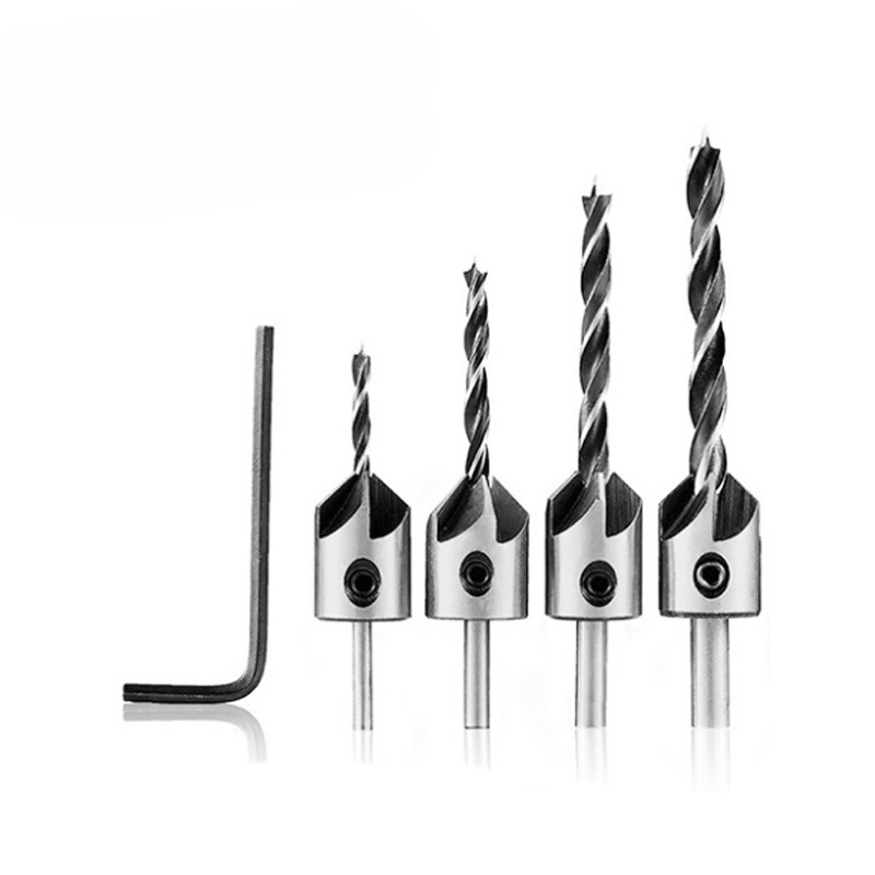 Countersink Drill Bit Set Reamer Woodworking Chamfer Counterbore Pliot Hole Cutter Screw Hole Drill 4/5/6/7/8/10mm HSS Hole Dril: Gold