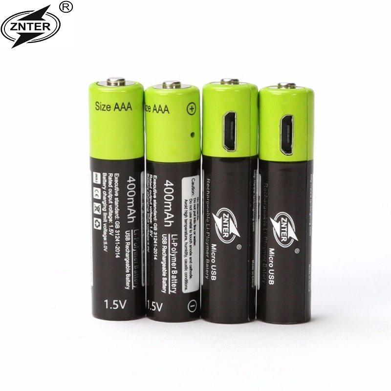 ZNTER 1.5 V 400 MAH Mirco USB Oplaadbare Batterij AAA Batterij Voor Speelgoed RC controller batterijen Lithium Batterij