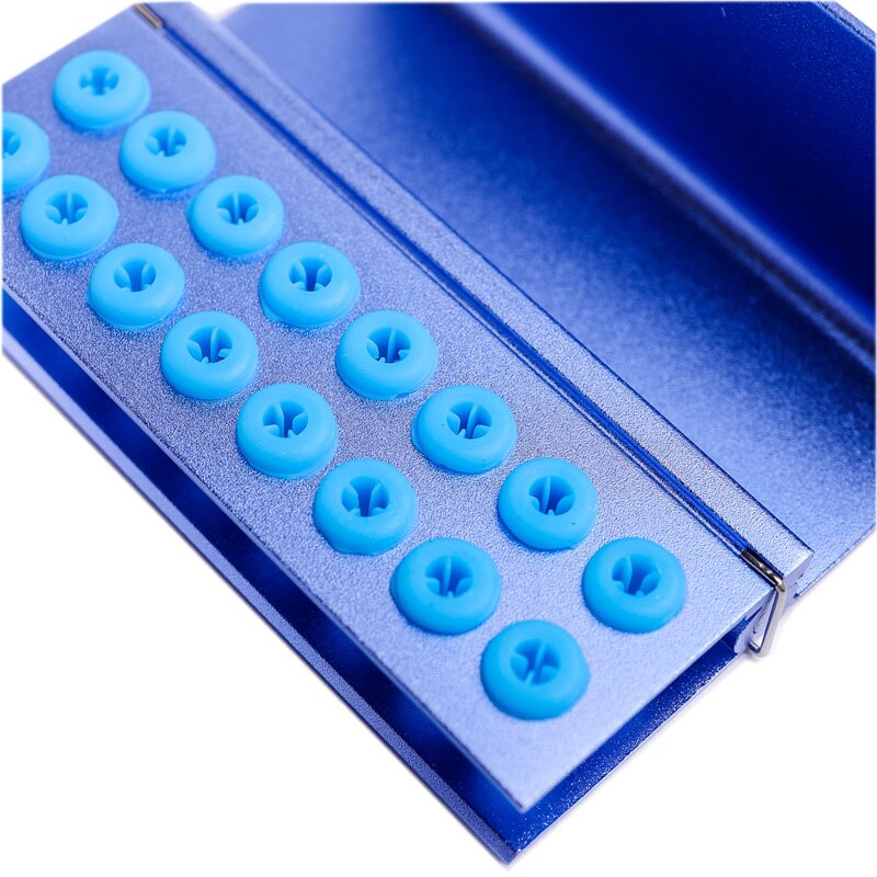 16 Holes Dental Bur Block Holder Holds Disinfection Autoclave Sterilizer Box Stand With Silicone Rings Fit For FG RA CA Burs: Blue
