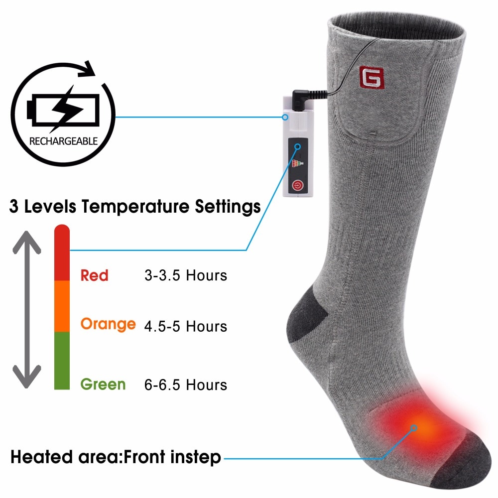 Opvarmede sokker til kronisk kolde fødder til kvinder og mænd kolde udendørs sport 3.7 spændingsjusterbare temperatur termosokker