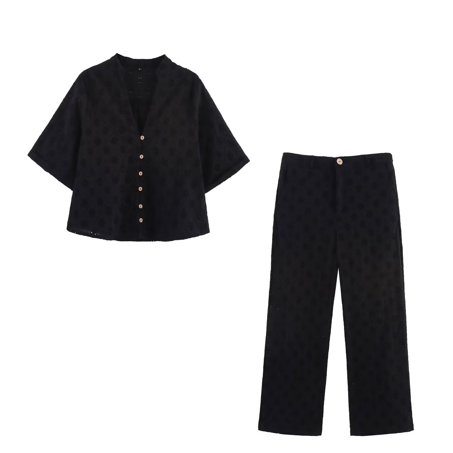 Tangada sommerbluse med broderi i bomull, korte ermer, strandtopper for kvinner, 6 t 0566