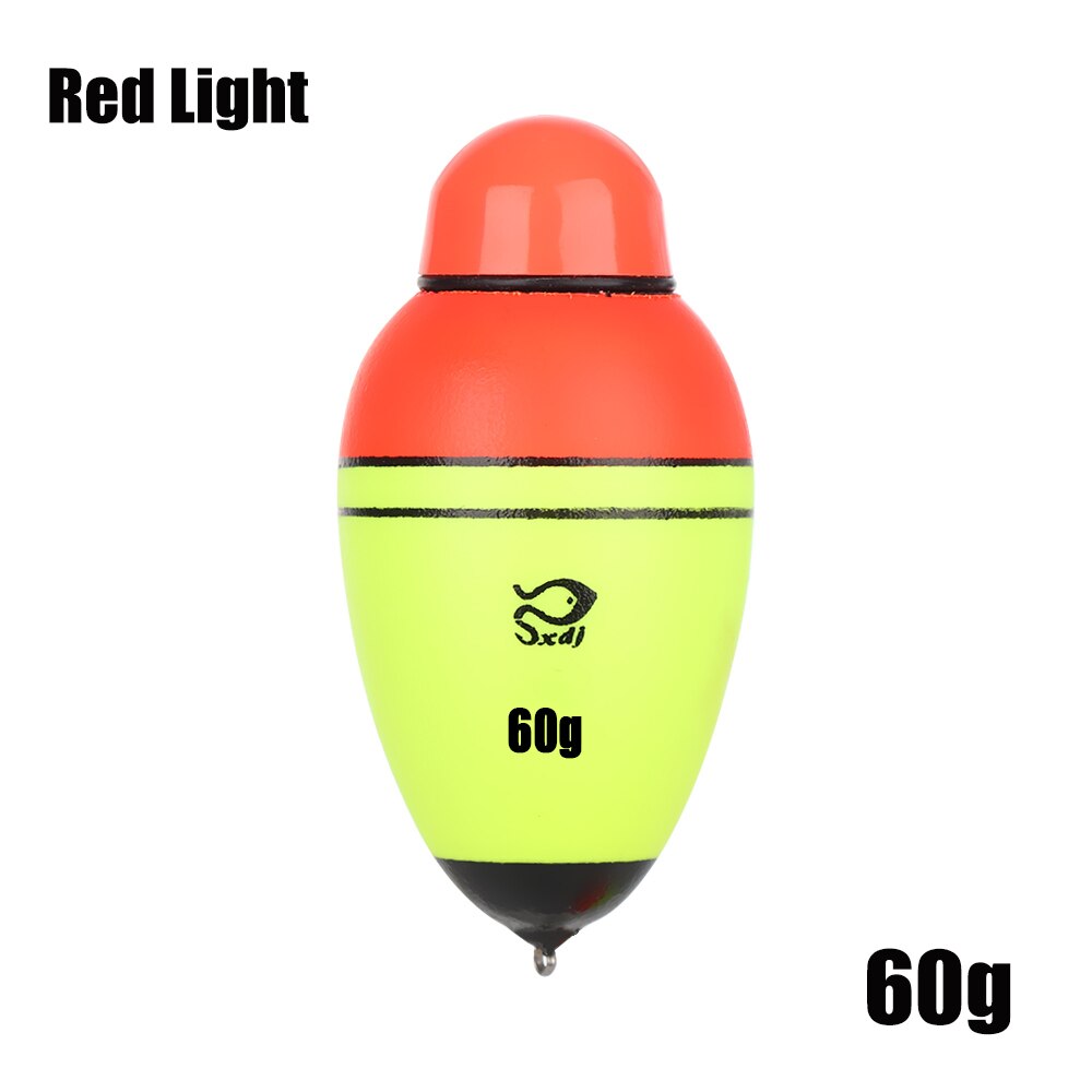 Galleggiante da pesca elettronico 1PC con 1 cella a bottone notte schiuma Eva bastone leggero in plastica attrezzatura da pesca portatile 20g/30g/40g/50g/60g: Red Light-60g