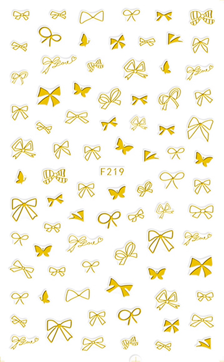 1 hoja de oro plata negro blanco mariposa lazo línea dibujo diseños adhesivos para uñas decoración DIY consejos F219 #