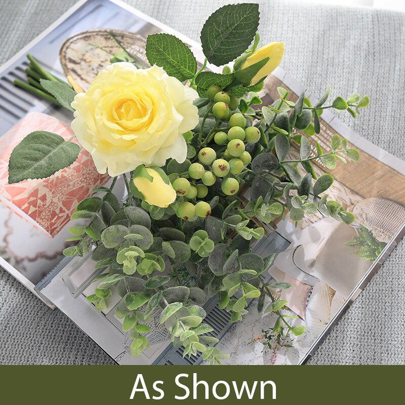 1 stk hybrid rose blomst buket silke blomster til bamse frisk boligindretning skønhed for evigt kontor bryllup dekoration: Smtxbh 005