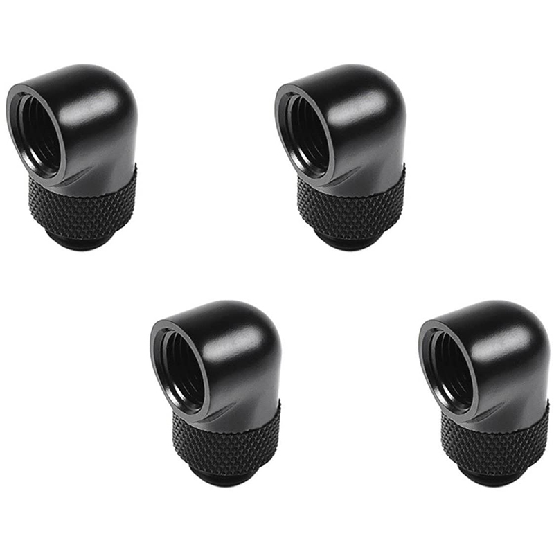 4Pcs / Lot G1 / 4 Inch 90 Rotary Compression Fitting 90 Degree Rotary Fitting Water Cooling Adaptors Metal Connector