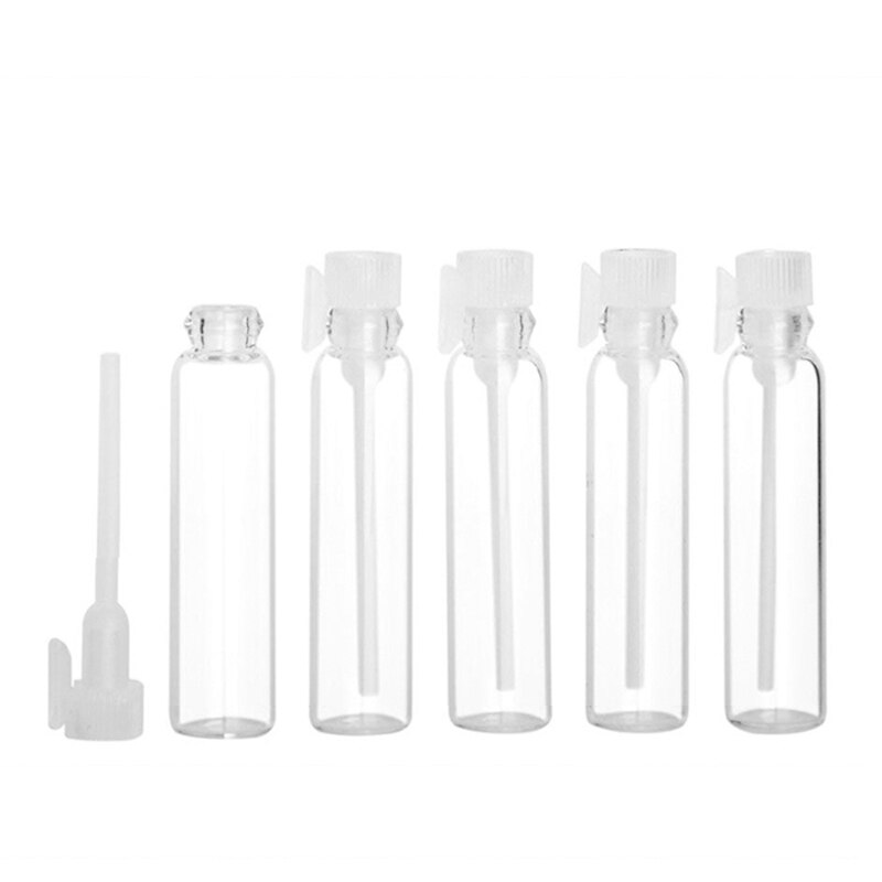 Mini viales de muestra de Perfume de cristal, 5 uds., botella vacía de aceite esencial de 1ml 2ml, botellas de prueba de tubo de prueba de fragancia líquida de laboratorio