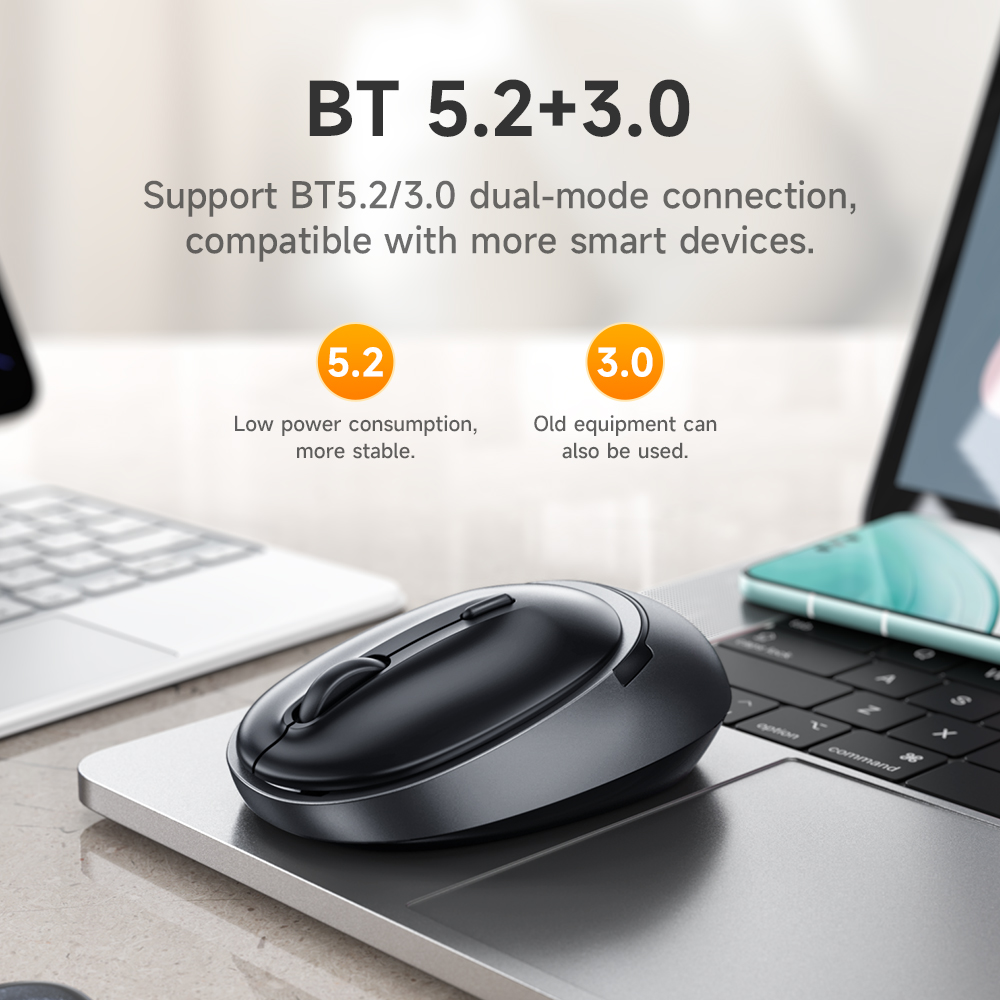 HOCO GM34 podwójny tryb 2.4G bezprzewodowa mysz Bluetooth 5.2/3.0 komputer biznesowy 1600DPI cicha mysz do komputera MacBook tablety Laptop