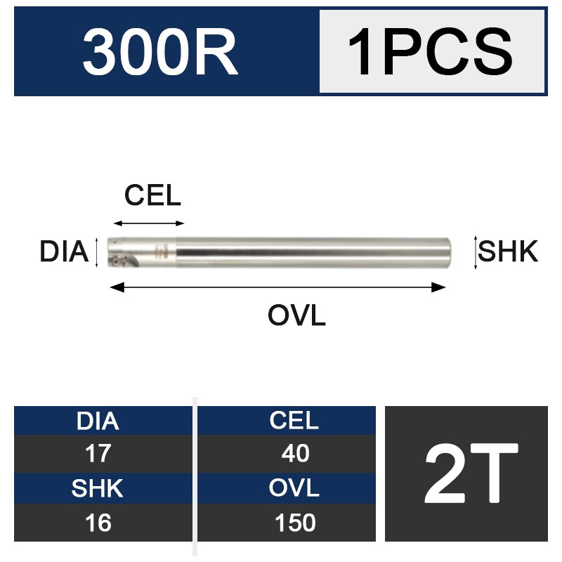 UCHEER 1pcs milling cutter arbor 300R end mill R0.8 alloy blade CNC machine tools open thick right Angle: C16-17-150-2T