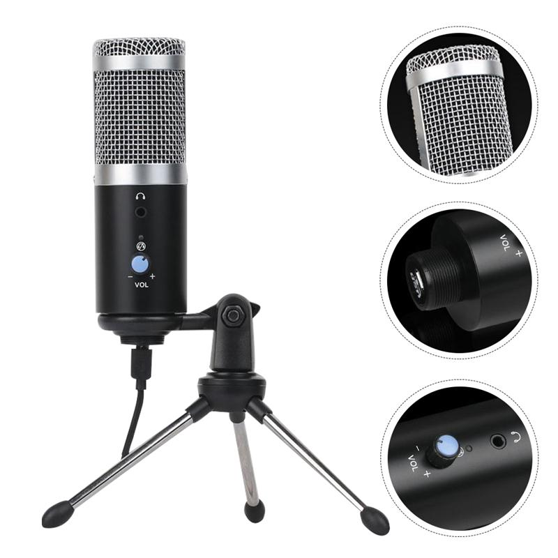 1 Set USB Microphone Computer Recording Condenser Mic Gaming Microphone