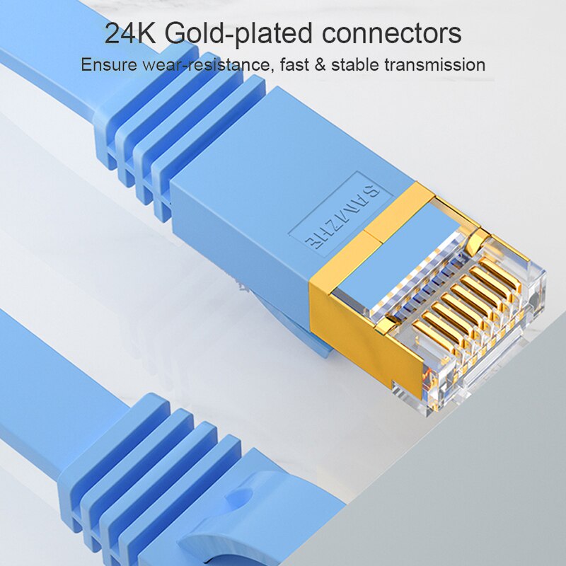 Samzhe Cat7 Platte Ethernetkabel RJ45 Kat 7 Lan Utp Rj 45 Kabel Voor Compatibel Patch Cord Modem Router